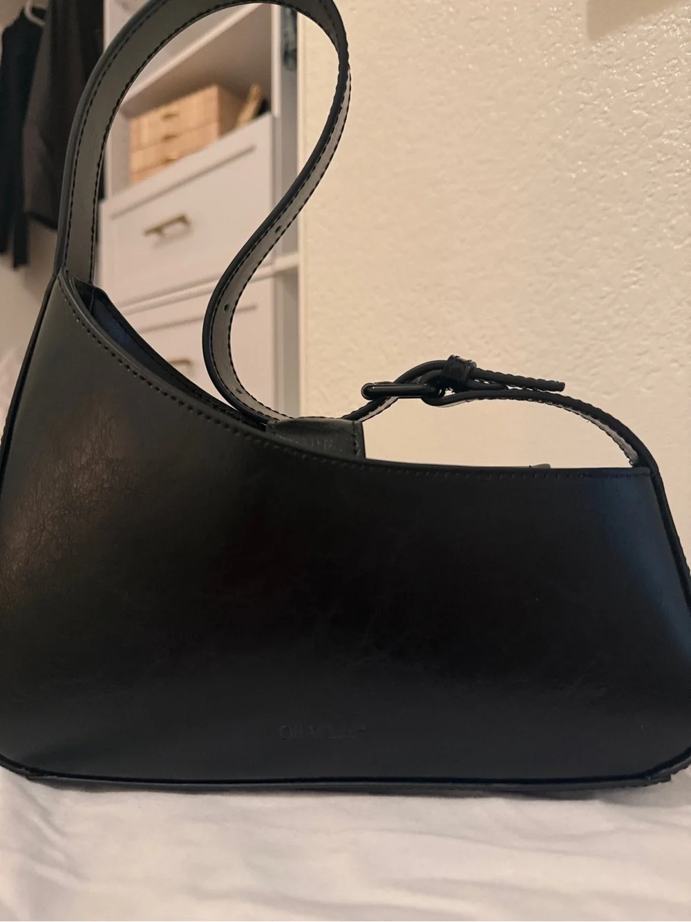 Authentic Designer Off-White Black Mini Glam Inside Shoulder/Crossbody Purse